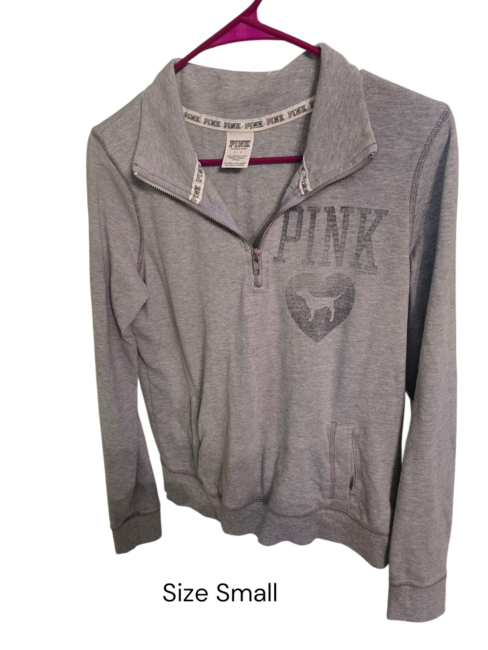 PINK Victoria's Secret Gray Half-Zip Pullover Jacket